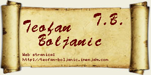 Teofan Boljanić vizit kartica